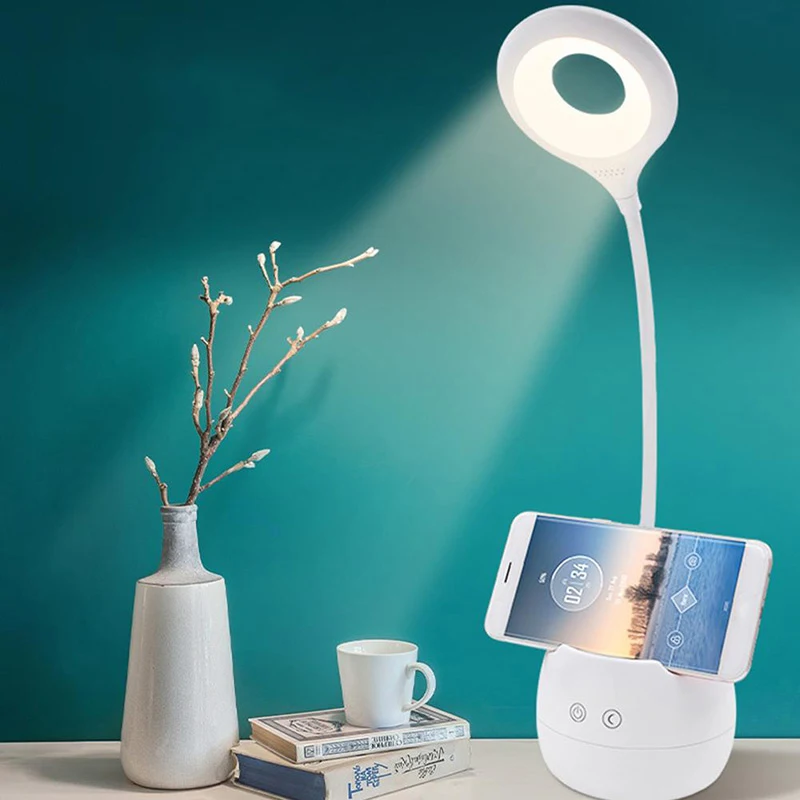 

Usb Led Desk Lamp Table Lamps Rechargeable Press Switch 3 Modes Clip Holder Desk Light Bedside Bedroom Reading Book Night Lamp