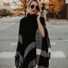Casual Autumn Winter Women High Collar Baggy Pullover Batwing Sleeve Long Fund Knitted Sweater Striped Ladies Jumper Pull Femme Casual Autumn Winter Women High Collar Baggy Pullover Batwing Sleeve Long Fund Knitted Sweater Striped Ladies Jumper Pull Femme