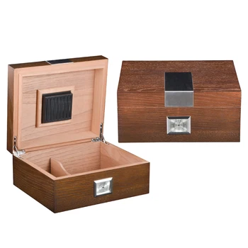 

Luxury Cigar Box with Humidifier and Hygrometer Cedar Wood Humidor for Club Desktop Decoration Cigarette Storage Case