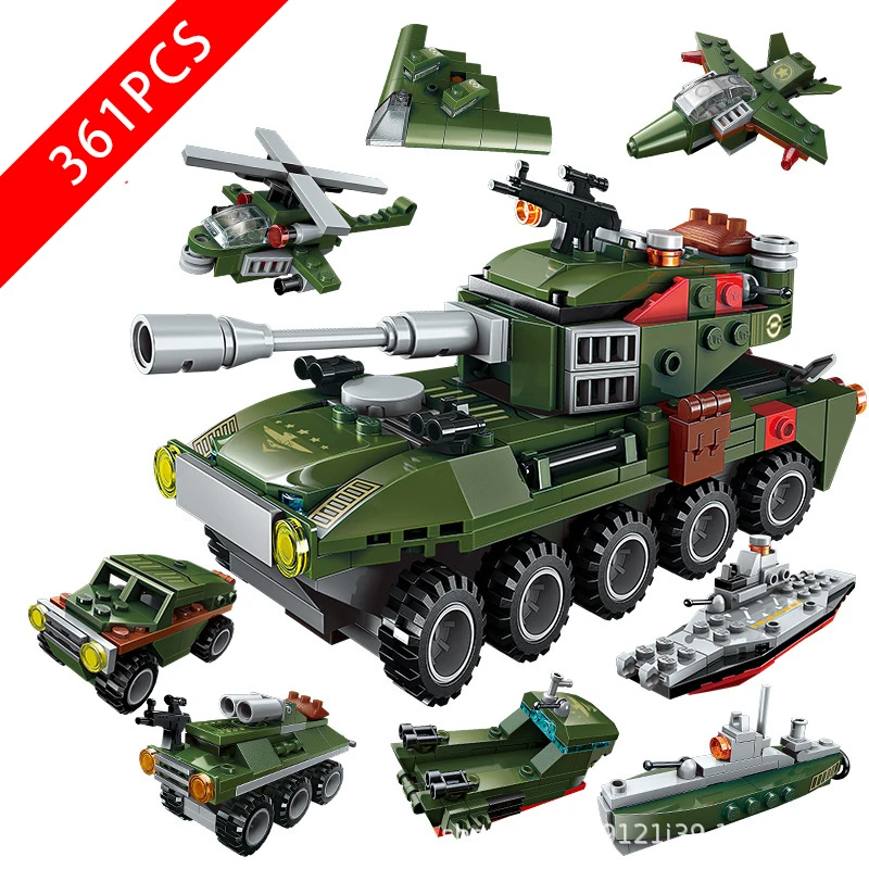 

New Tank Series Toys Military Tank 8 In One Compatible Lepinzk Tank Brick4 1803 Building Blocks Toys for Children Birthday Gift