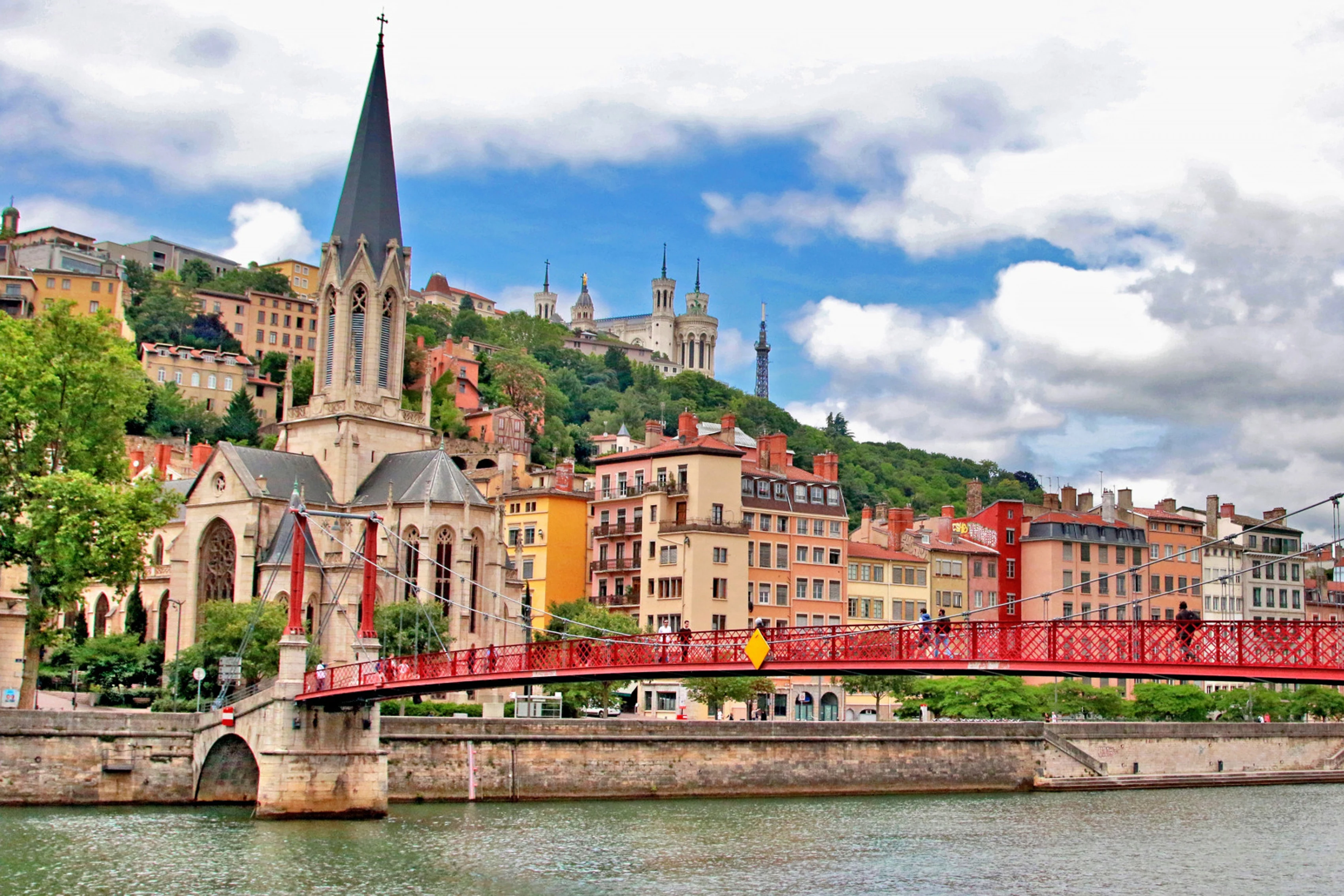 Домашнее украшение Лион fourviere холм Франция речной saone eglise Святого Жоржа Шелковый тканевой плакат с принтом FJ190606