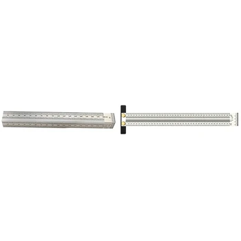 

2x Aluminum Alloy Woodworking Marking Square Ruler T-Type Carpenter Measuring Scriber Measuring Tool 400mm & 180mm