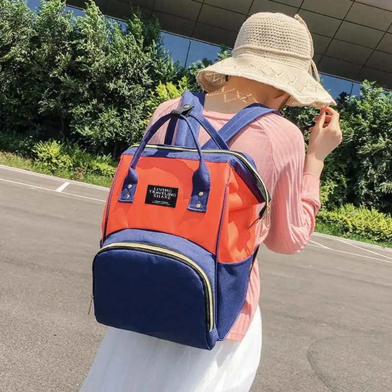 Модные популярные цветные рюкзаки Mommy для путешествий, большая сумка для прогулок, нейлоновые подгузники для беременных, подгузники для кормления, сумки с короткими ручками, сумки