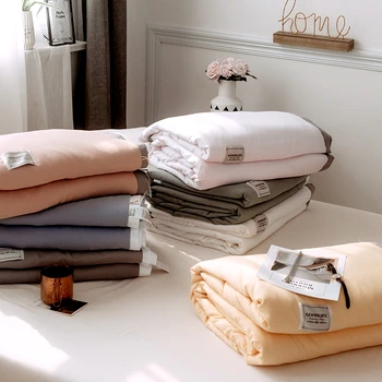 

Solid Colors Summer Quilt Tencel Silk Blankets for Double Bed Comforter Bed Cover Bedding Super Soft Air-Condition Quilts #/