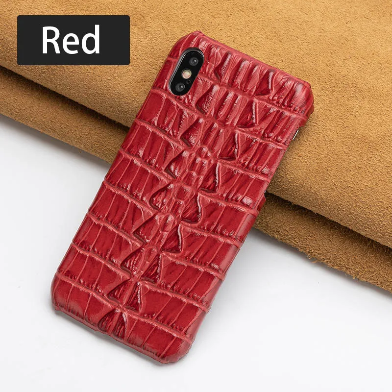 Роскошный чехол для телефона из воловьей кожи для iPhone Xr 6 6s 7 8 Plus X Xs Max чехол с крокодиловой текстурой для 6p 6s p 7p 8p чехол - Color: Red Tail