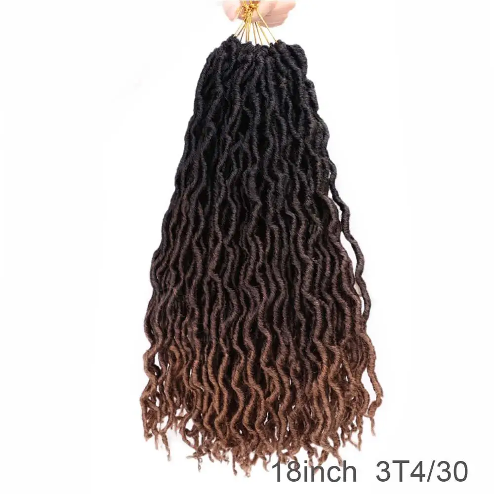 Элегантный MUSES Goddess Nu Locs, мягкие вязанные крючком волосы, косички, 12, 18 дюймов, faux Locs CURLY, синтетические волосы, предварительно петля, вязанные крючком косички - Цвет: T1B/613