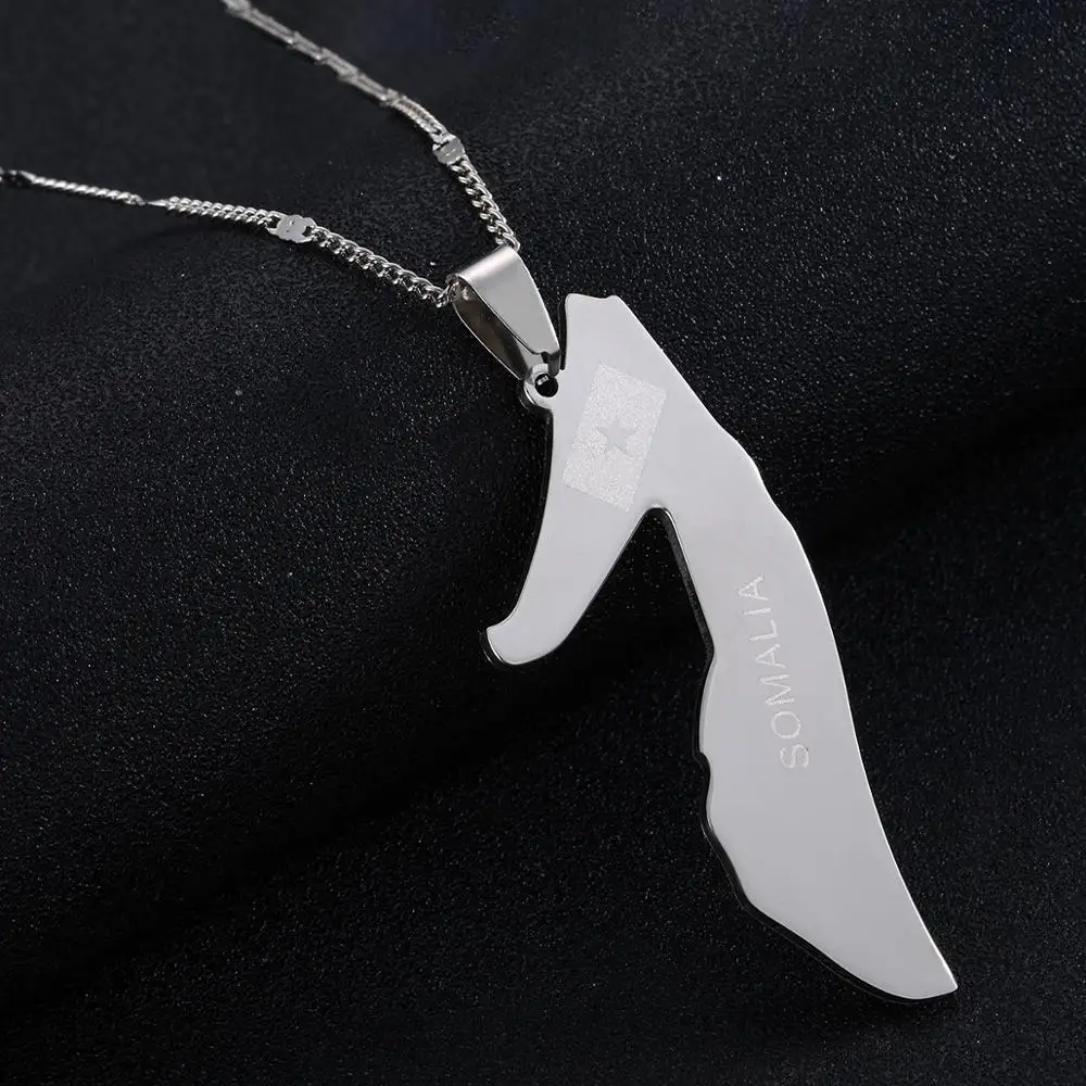 Ожерелье из нержавеющей стали серебряного цвета с изображением карты мира