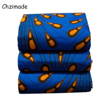 

Chzimade 6Yard Ankara Fabric African Real Wax Print Cotton Sewing Wedding Dress Fabric Home Textile Decoration