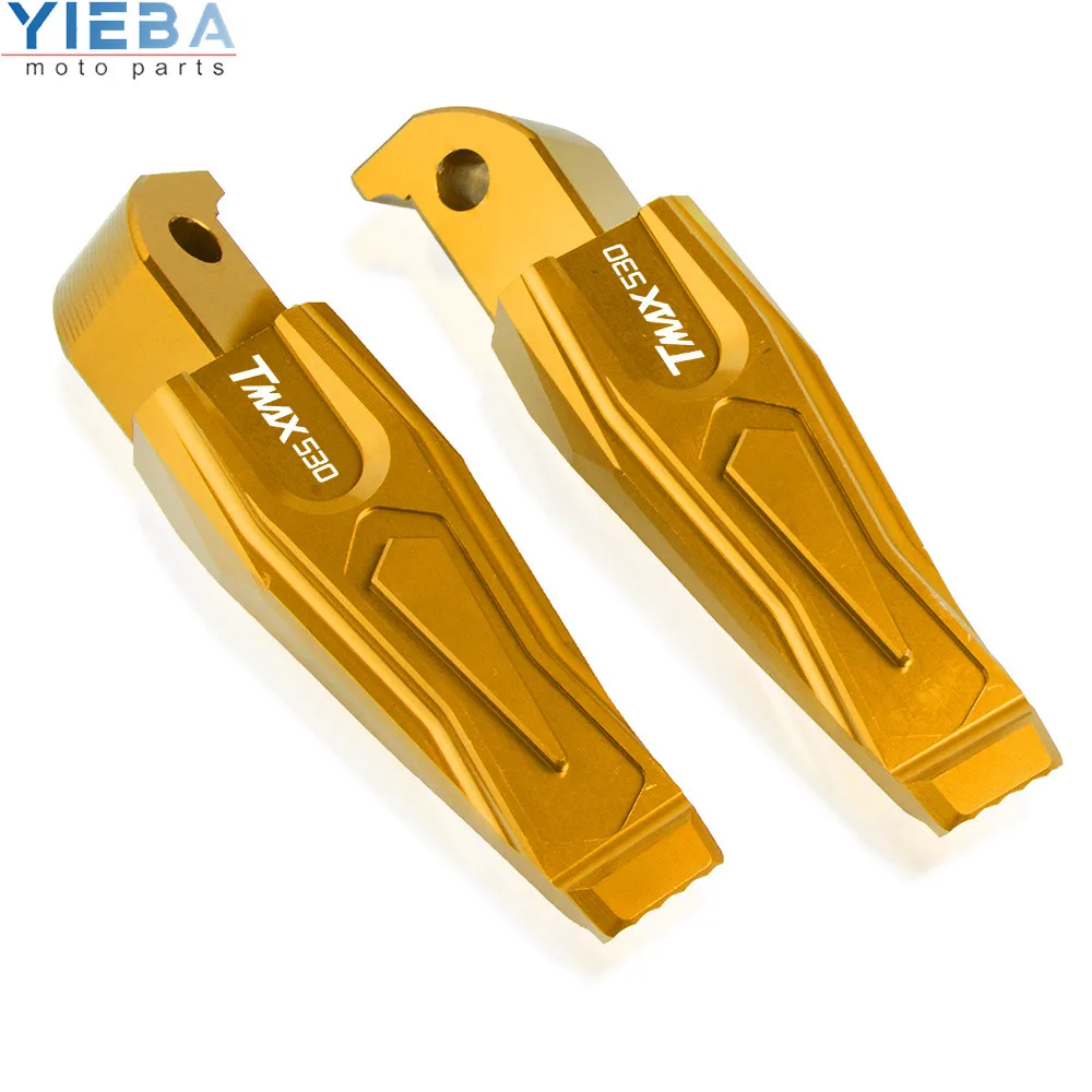 Gold TMAX530 Logo Аксессуары для мотоциклов алюминиевые складные Задние подножки для Yamaha Tmax T-MAX 530 T-MAX530 TMAX530 2013 - Цвет: Gold TMAX530 Logo