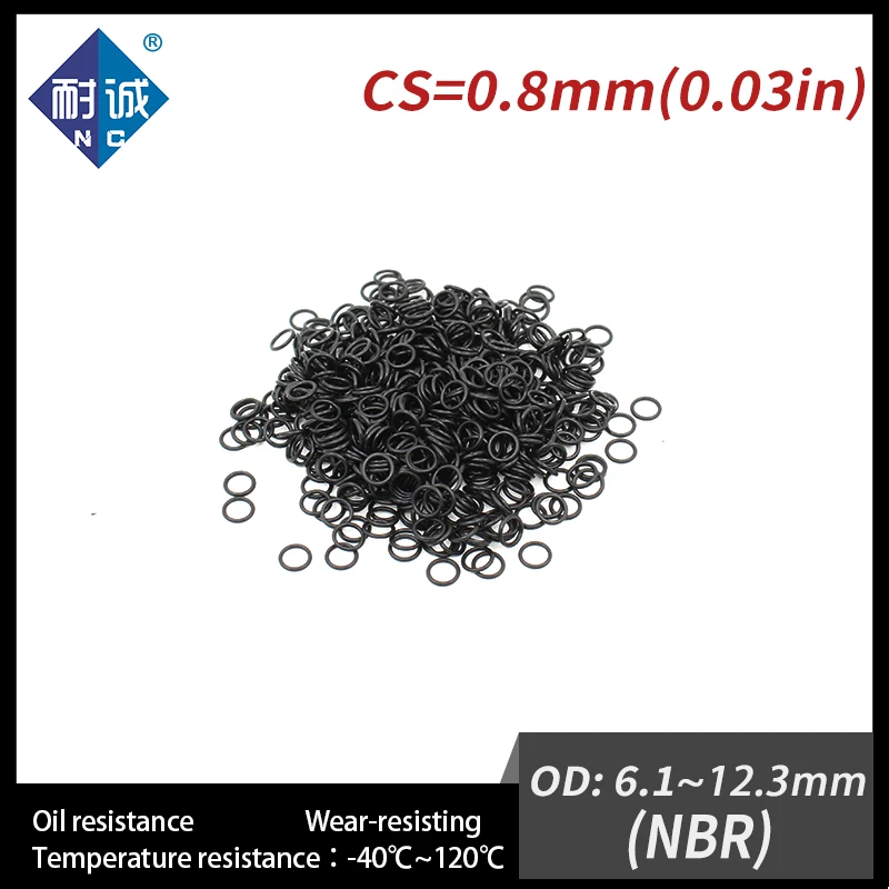 니트릴 고무 블랙 NBR CS0.8mm O링 개스킷, 내유성 방수 O링, O링, 10 개/Lo, OD6.1/6.6/8/8.25/8.6/9.5/11.8/12.3mm