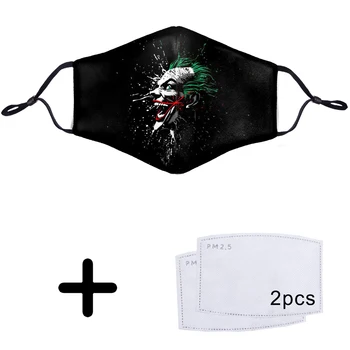 

The Joker Face Mouth PM2.5 Free Filter 2pcs Masks Anti Dust Dustproof Washable Muffle Villain Eric Border Jack Superhero Masks