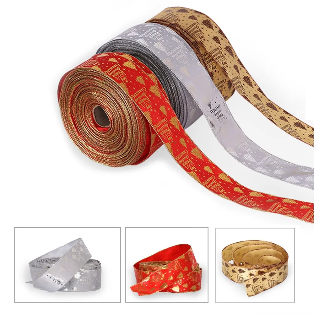 Рождественский Декор 2 м с проводным краем Рождественская лента Дерево Висячие