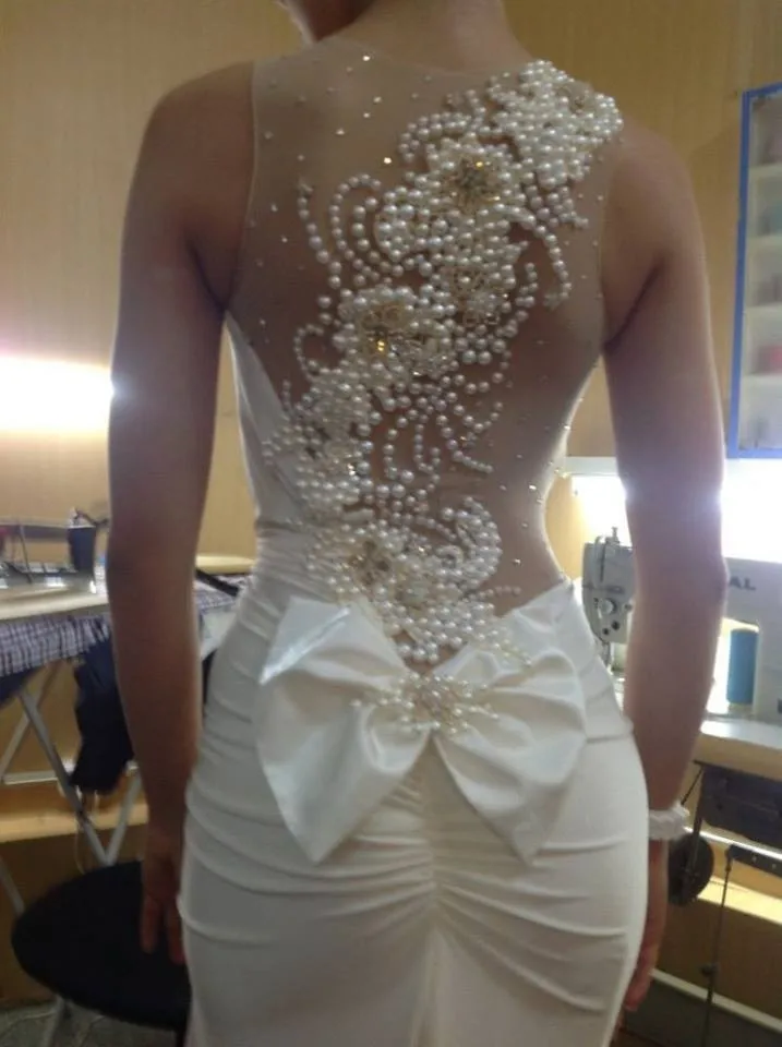 Vestidos De Gala, Longo, на заказ,, шифоновое, с рюшами, белое, для выпускного вечера, с жемчугом, прозрачное, вечернее платье, платья для матери невесты