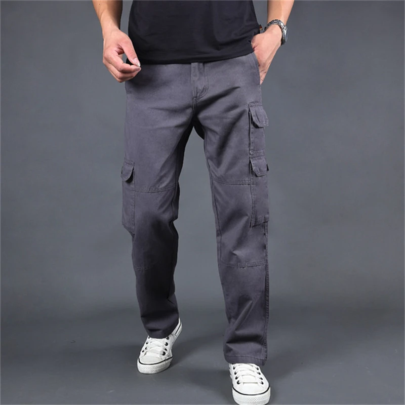 Брюки карго мужские свободные хаки повседневные эластичные талии военные тактические брюки мужские армейские зеленые уличные брюки Pantalones Hombre, 215