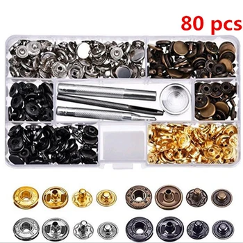 

40/80/100/120 pcs 12.5mm Metal Press Studs Sewing Button Snap Button Fasteners Sewing Leather Craft Clothes Bags Garment
