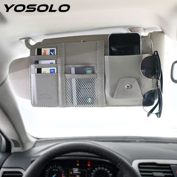 

YOSOLO Multifunctional Sun Visor Sunglasses Clip Bill Card CD Phone Holder Storage Box Sun Visor Storage Pouch