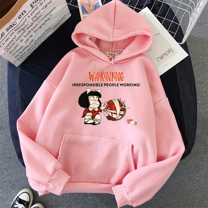 

Women's sweatshirt tops cartoon mafalda print femme spring and winter hoodies clothing Harajuku vintage camiseta mujer hoodies