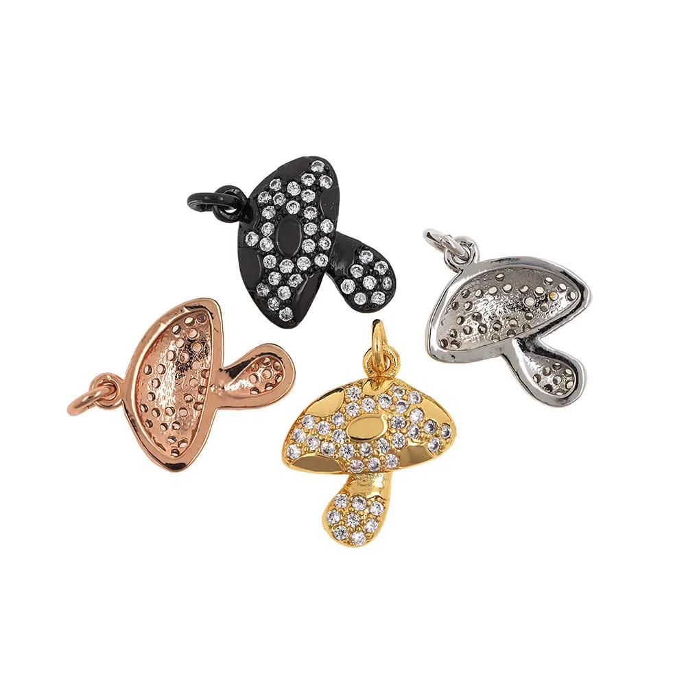 

CZ stone Mushroom pendant, Micropave Charm for Women Bracelet or Necklace DIY handmade accessories 9*13mm 1PC