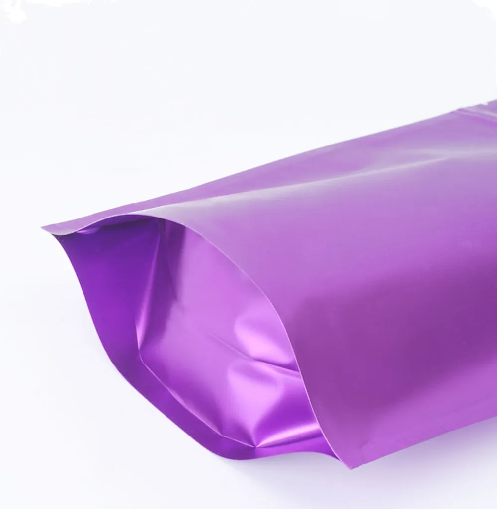 100Pcs Colorful Matte Aluminum Mylar Foil Stand Up Bag Zip Lock Grip Seal Tear Notch Reusable Food Ground Coffee Bean Tea Pack