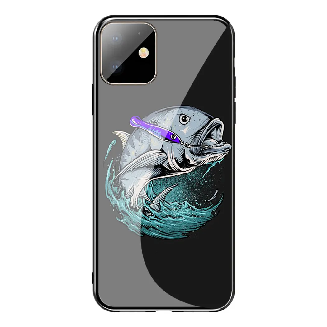 TG9 Панель с рисунком форели, чехол из закаленного стекла для телефона Apple iPhone 11 Pro XS Max XR X 8 7 6S Plus 5S SE - Цвет: TG9