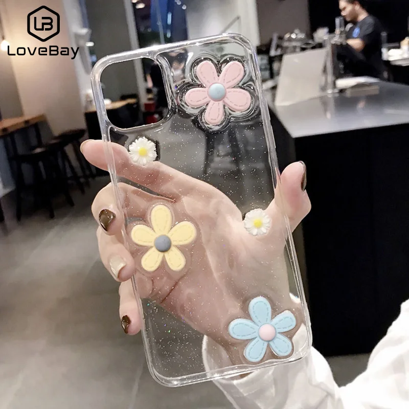 Lovebay милый 3D цветок Прозрачный чехол для телефона iPhone 11 Pro XS Max XR X 6 6s 7 8 Plus