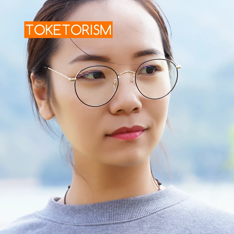 Cheap Toketorism blue light blocking glasses metal round glasses for computer men women anti blue eyeglasses 180