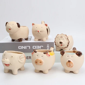 

Cartoon animal Flower Pots Succulent Plant Flowerpot Ceramic Bonsai Pots Garden Flower Planter pots Home Office decoration