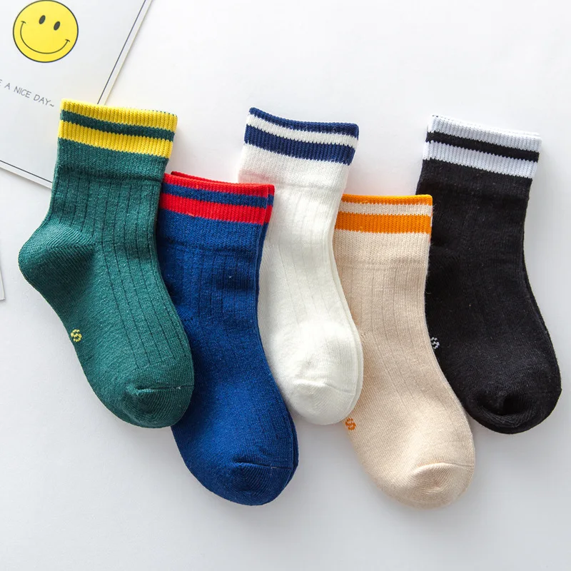 Детские носки, 1 шт./5 пар, хлопковые носки на осень, зиму и весну, нескользящие носки-тапочки для школьников, цветной носок для мальчиков и девочек - Цвет: 2