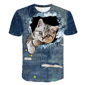 

2020 new children's 3D T-shirt cute kitten cat hole hip-hop funny children's shirt T-shirt short sleeve summer shirt