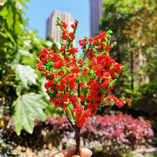 model tree highly 10cm/12cm/15cm/20cm Sand tray model material red model tree N scale train park railway layout landscape tree 2