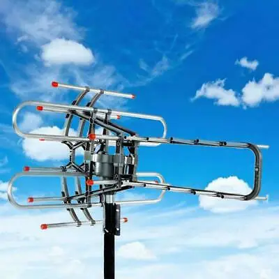 HDTV Outdoor Amplified Antenna HD TV 36dB Rotor Remote 360° UHF/VHF/FM 250 Miles | Инструменты