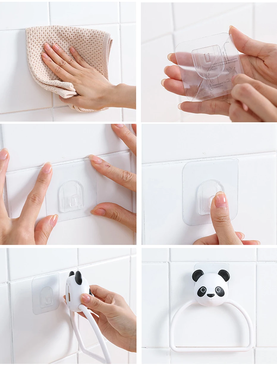 Cartoon Towel Ring Kitchen Punch-free Towel Rack Bathroom Creative Rags Scarves Storage Shelf