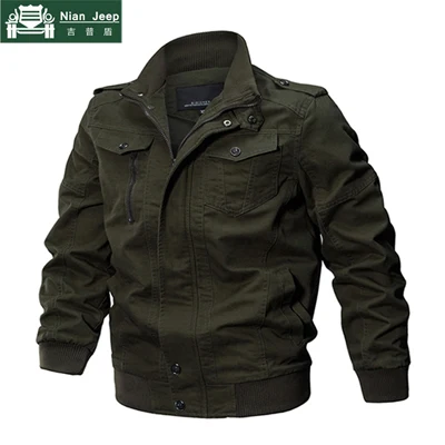 Army Green Мужская куртка-бомбер в стиле милитари; сезон весна-осень; Хлопковая мужская куртка; s; Air Force; куртка с несколькими карманами; Casaco Masculino; M-6XL; большие размеры - Цвет: Army Green