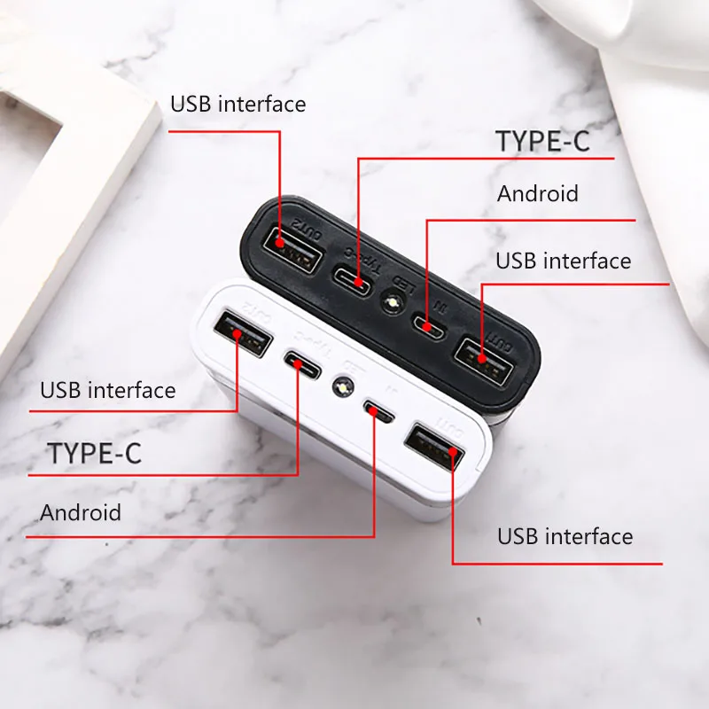 Внешний аккумулятор для Micro type-c 4*18650, зарядное устройство с цифровым дисплеем, чехол для внешнего аккумулятора, чехол для зарядки, набор для самостоятельной сборки