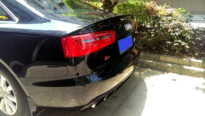 Для Audi A6 C7 2012 2013 задний багажник спойлер 3 шт./компл. PU Материал грунтовка Цвет автомобильное украшение в виде хвостового крыла для A6 C7