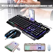 Светодиодный USB эргономичная Проводная игровая клавиатура с радужной подсветкой 1600 dpi Мышь для Macbook lenovo ноутбук PC компьютерные мыши геймер