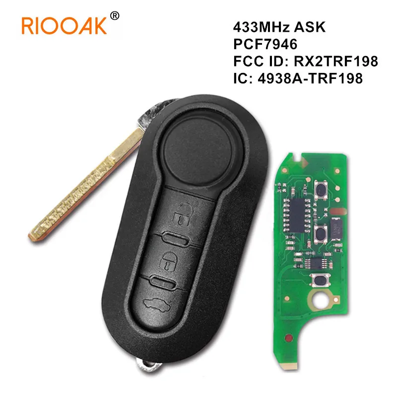

3-кнопочный дистанционный ключ 433 МГц ID46 для Fiat 500L MPV Ducato для Citroen Jumper для Peugeot Boxer 2008-2015 RX2TRF198 No Mark