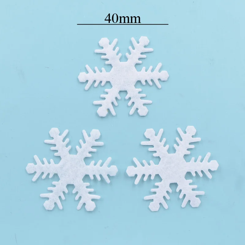 40mm-60pcs 15/20/25/30/40 мм белого нетканого материала в форме снежинок с аппликацией для свадьбы/вечерние/Рождество орнамент ремесла Сделай Сам аксессуары S84 - Цвет: 40mm-60pcs