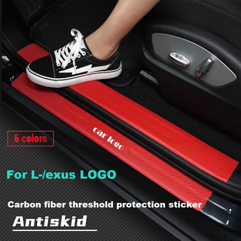 

Car Styling 4PCS Carbon Fiber Door Sill Protector Stickers For Lexus RX 300 IS 250 300 GX 400 460 UX 200 NX LX GS ES Emblem