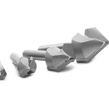 

4Pcs 90-Degree V Groove Router Bit, Titanium Coated Carbide-Tipped 2-Flute Cnc Engraving Bit Woodworking Chamfer Bevel Cutter, 1