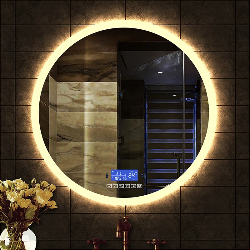 60/70/80 ซม.รอบห้องน้ําแต่งหน้ากระจก 3 สี + การเหนี่ยวนําร่างกายมนุษย์ + บลูทูธ + Anti-FOG + Dimming สมาร์ทกระจก 1