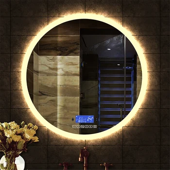 60/70/80 ซม.รอบห้องน้ําแต่งหน้ากระจก 3 สี + การเหนี่ยวนําร่างกายมนุษย์ + บลูทูธ + Anti-FOG + Dimming สมาร์ทกระจก 1