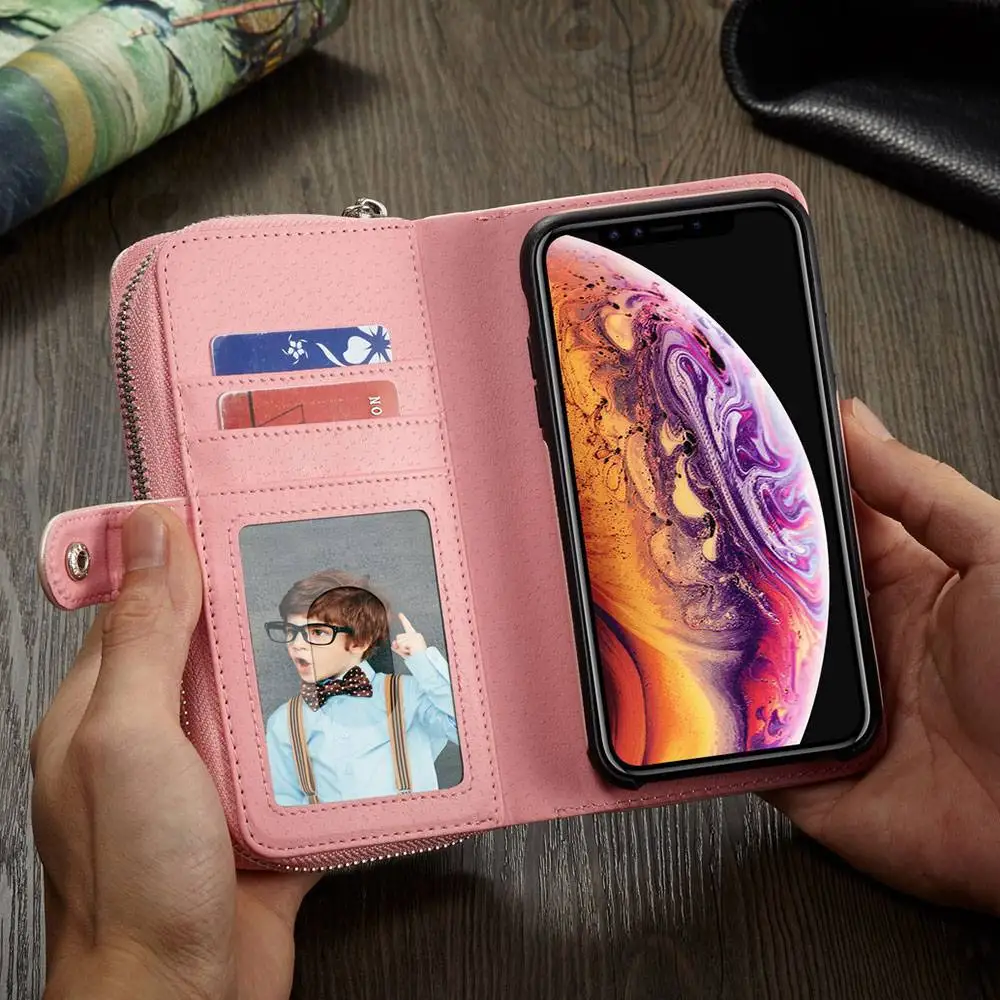 KISSCASE бизнес кошелек телефонные чехлы для samsung Galaxy Note 9 8 чехол металлическая молния кожаный чехол для samsung S8 S9 S10 Plus чехол