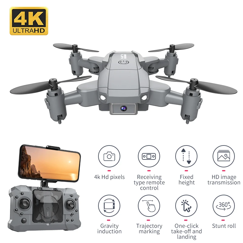 미니 드론 4K 카메라 HD 접이식 쿼드콥터 원키 리턴 FPV 나를 따르라 RC 헬리콥터 쿼드로콥터 소년 장난감