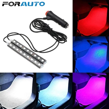 

FORAUTO 2Pcs Car LED Dash Floor Foot Strip Light Interior Decorative Lamp Car-Styling Cigarette Lighter Adapter