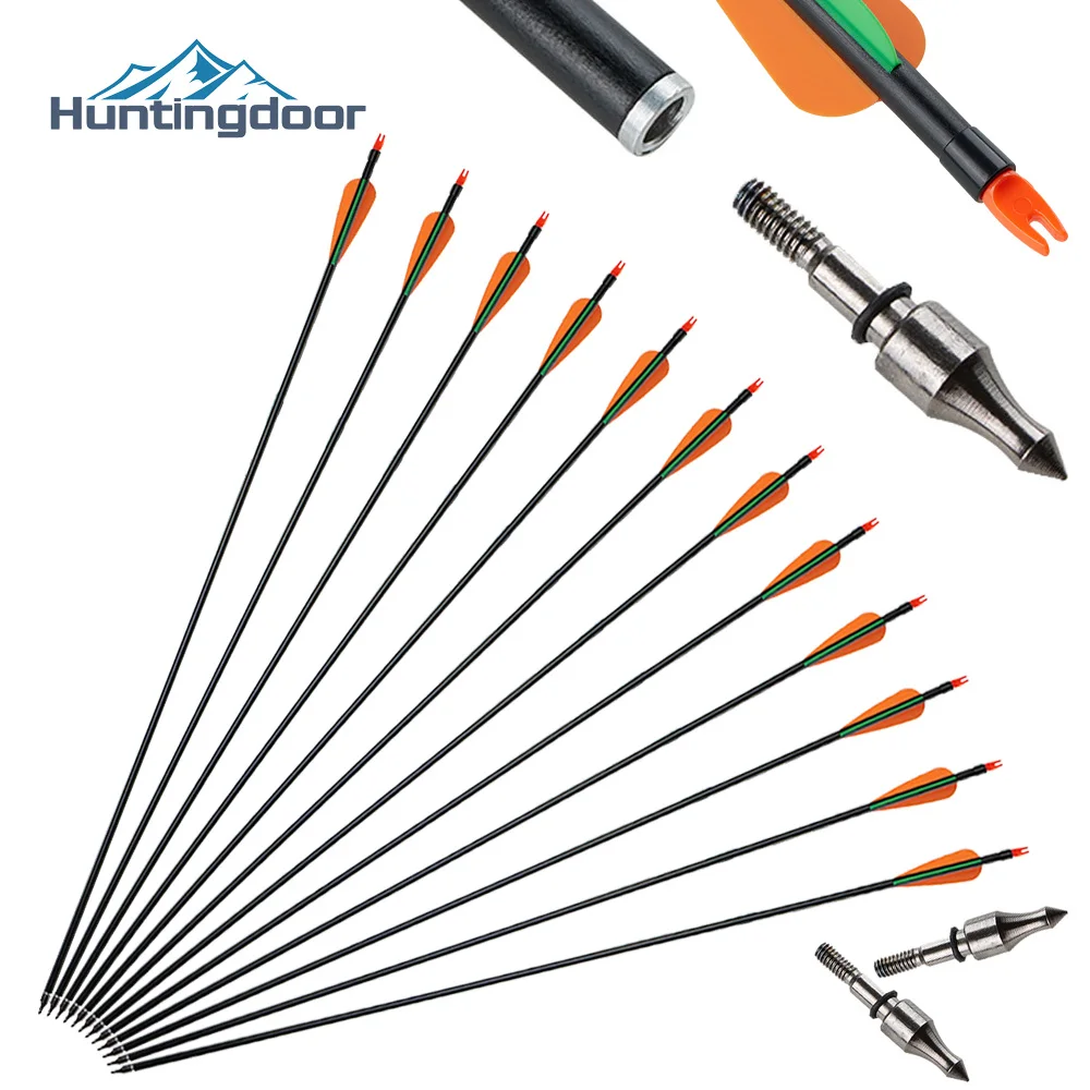 

Huntingdoor Glass Fiber Arrows Length 80cm Diameter 8mm Replaceable Hunting Arrow Points for Children Pratice Archery Shooting