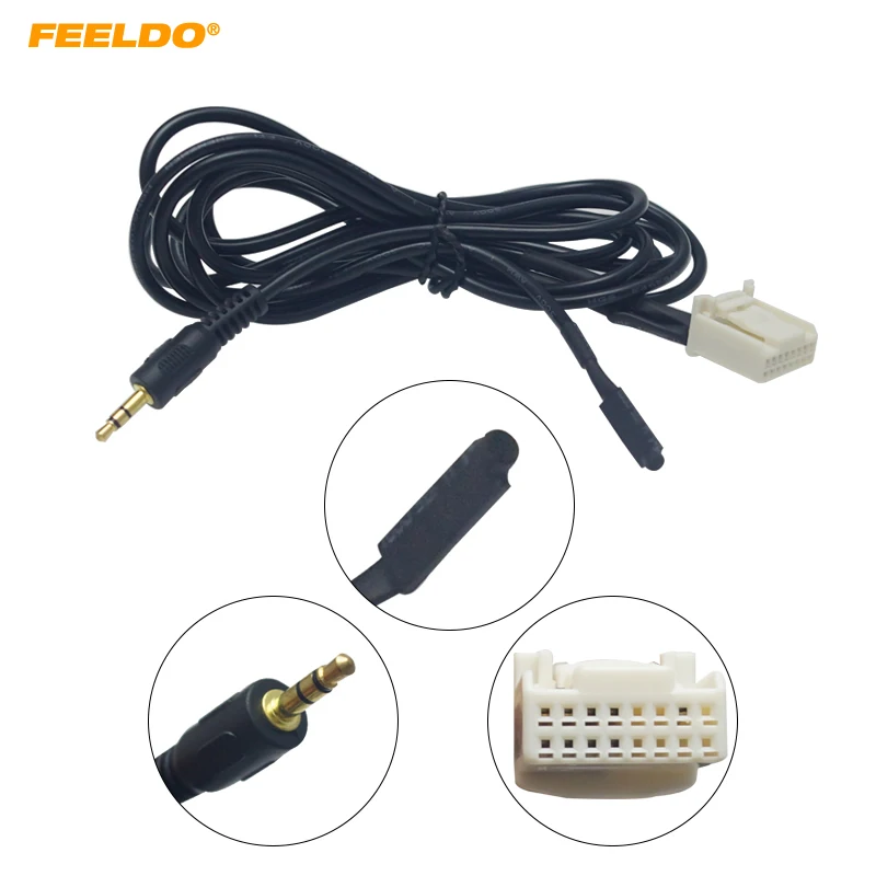 

FEELDO Car 3.5mm Jack AUX-IN Socket CD Radio Audio Cable With Micphone for Subaru Forester 2013 AUX Wire Adapter #HQ6159