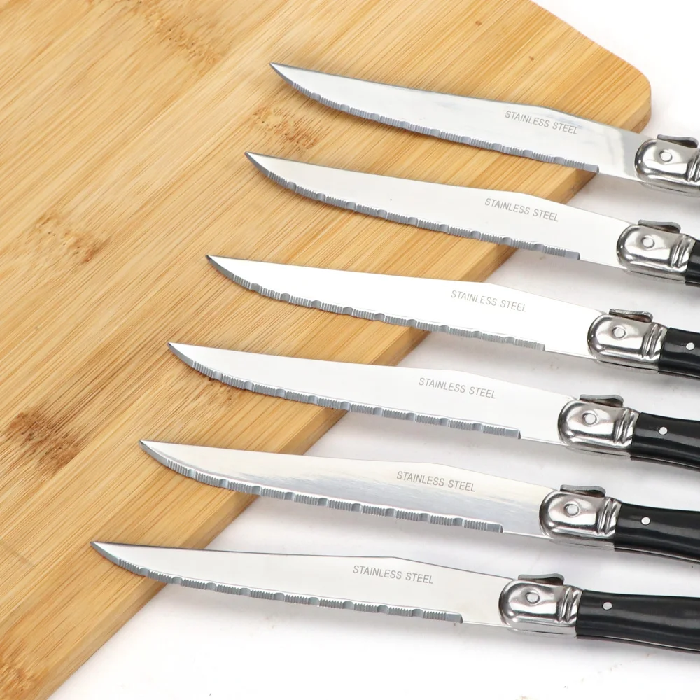 6pcs Stainless Steel Steak Knives Set, Gold / 6 Pieces