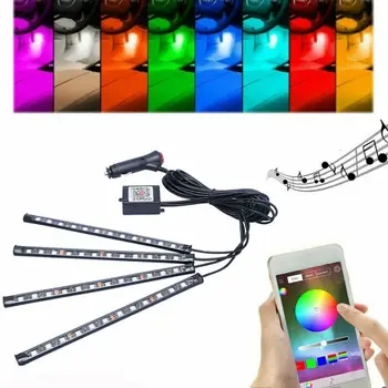 

RGB 4xLED Strips Car Interior Floor Atmosphere Light Bluetooth Phone App Control