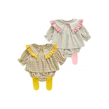 Ensemble de vêtements à carreaux pour bébé fille, 2 pièces, body et Leggings, nouvelle collection automne 